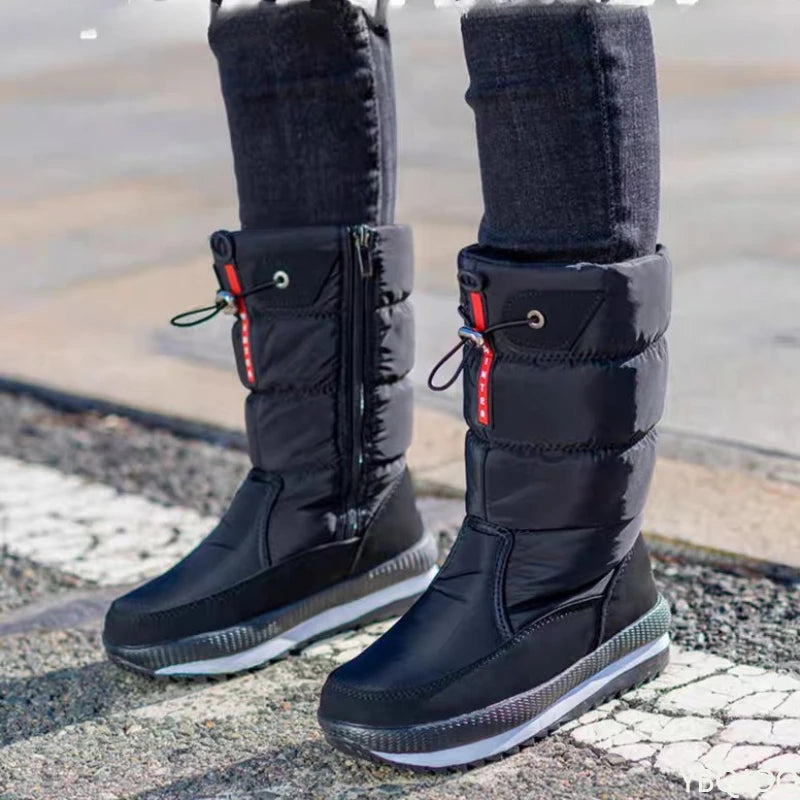 2025 Non Slip Waterproof Platform Snow Boot Casual Female White Shoes Winter Thick Women's Snow Boots Warm Plush Mid-calf Boots