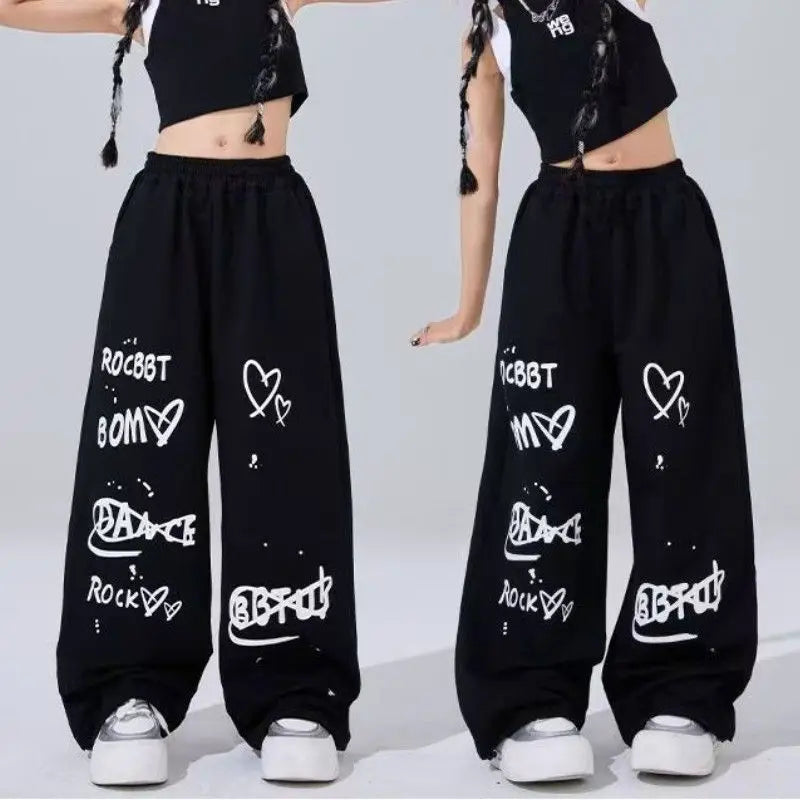 American Street Hip-hop Dance Pants Fashion Fun Print Streetwear Loose Widcasual Pants High Waist Comfortable Long Trousers