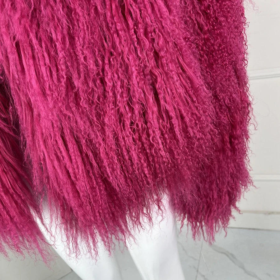 Natural Sheepskin Coat With Stand Collar Natural Sheep Fur Coat Full Skin Lamb Fur Jacket Best Selling Women's Leather Jacket
