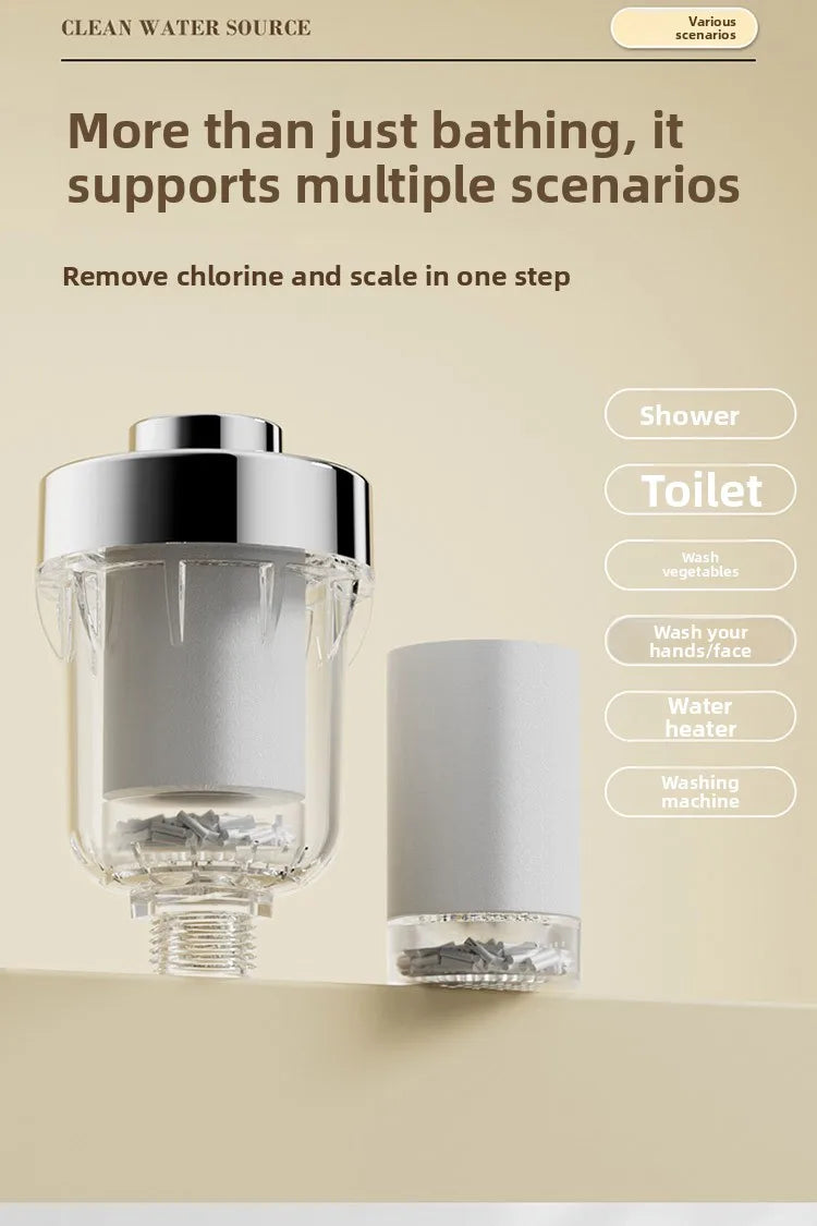 Showerhead Water Filter Universal Fit Bath Filter Removes Chlorine and Impurities Improves Water Quality for Shower