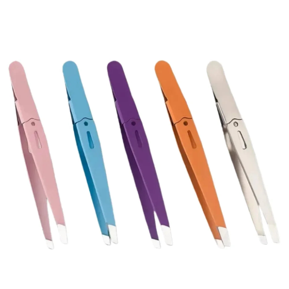 186--  Eyebrow Tweezer Colorful Hair Beauty Fine Hairs Puller Stainless Steel Slanted Eye Brow Clips Removal Makeup Tools