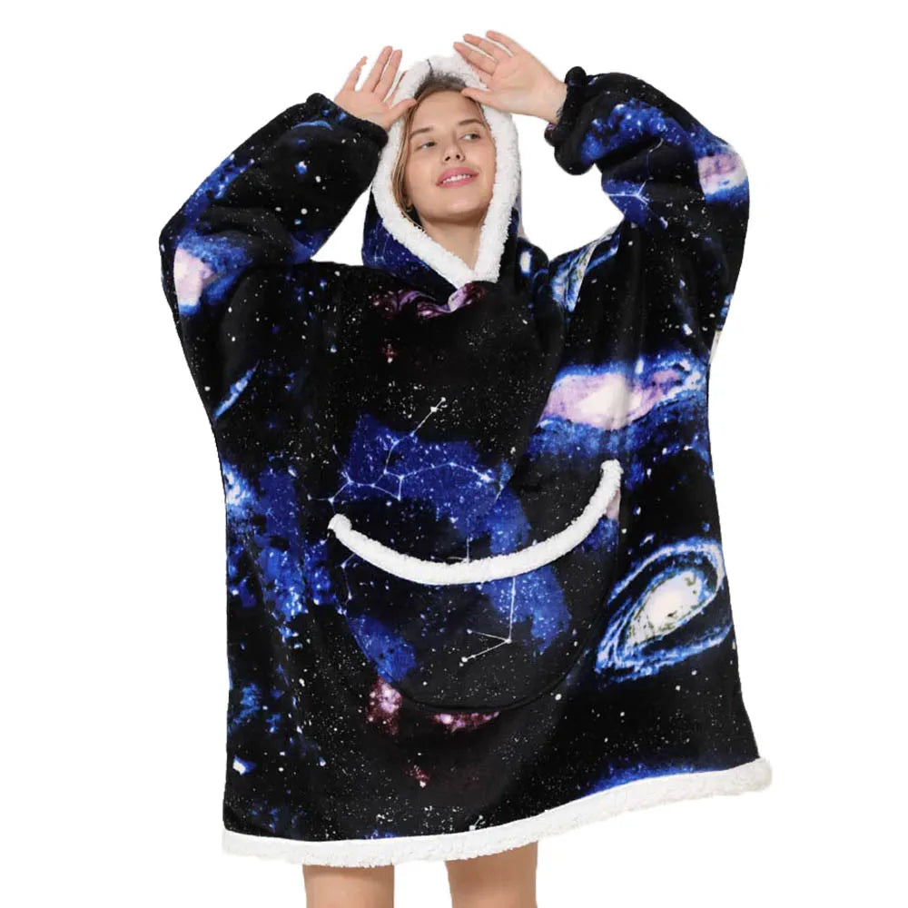 Oversized Blanket Hoodie with Big Pockets for Women Christmas Sweaters Hooded Cute Wearable Fleece TV Blanket for Couple Hoodies