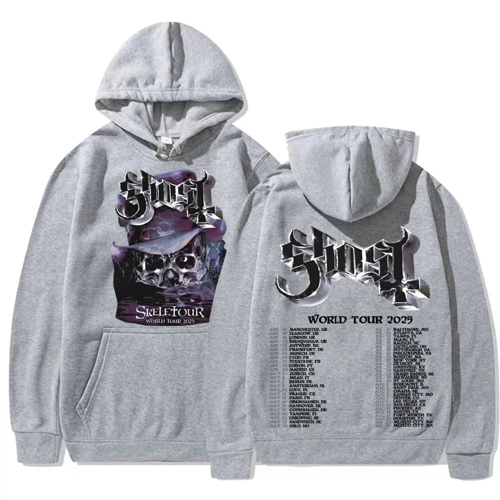 Band Ghost Skeletour World Tour 2025 Merch Hoodie Men Women Fashion Hip Hop Cool Sweatshirt High Quality Hoodies Streetwear Tops