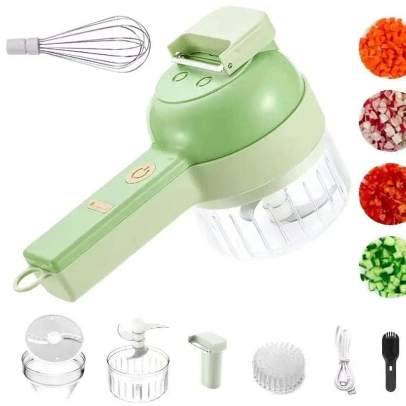 6 in 1 Electric Food Processor Vegetable Cutter Garlic Masher Wireless Grinder Handheld Blender Auto Slicer Kitchen Accessories