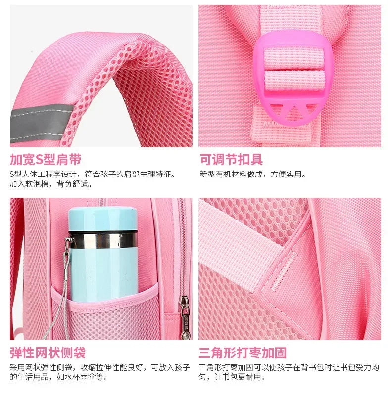 Lightweight School Backpack for Girls Kids Ages 6-12, Cute Polka Dot Bow Elementary Bookbag with Ergonomic Padded Straps