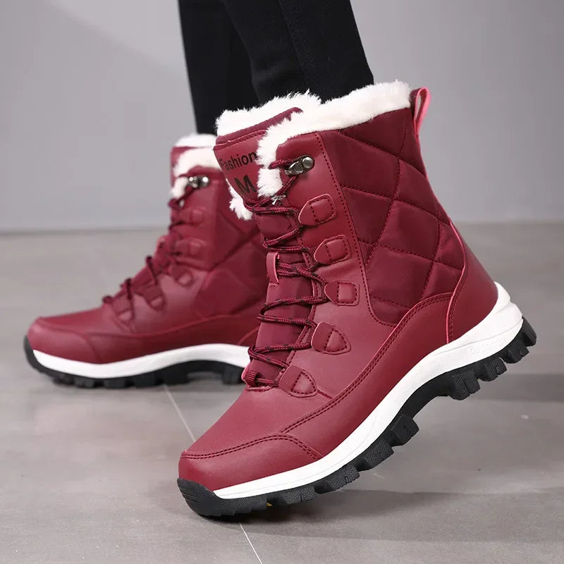 Snow Boots for Women Comfortable Keep Warm Boots Waterproof Platform Shoes Casual Plush Flat Shoes Fashion Winter Women Sneakers