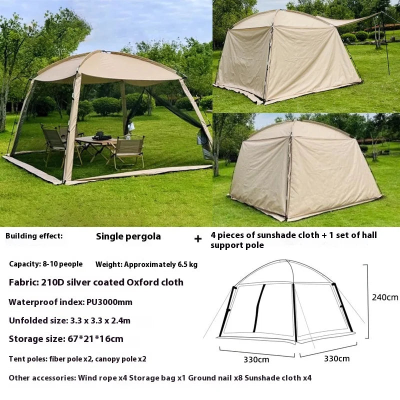 Outdoor Large Tent Canopy Sunshade Netting Portable Mosquito-Proof Tent Beach Camping Gazebo