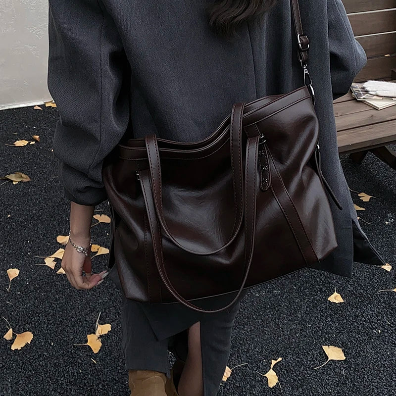 Women's Bag Large Capacity Shoulder Bags High Quality PU Leather Handbags and Purse Female Retro Tote Bags sac a main femme