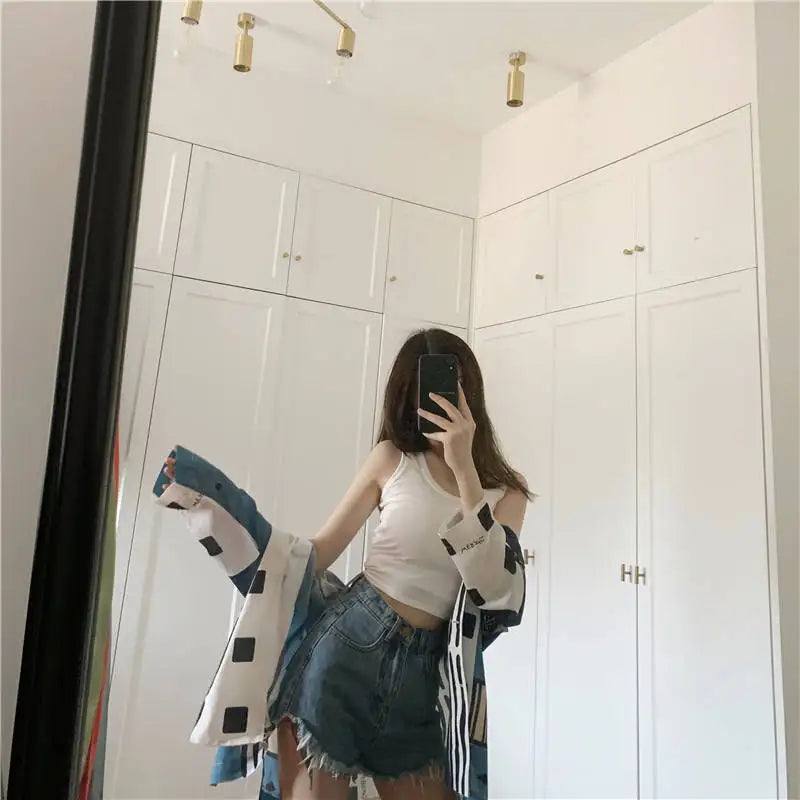 Summer Crop Sexy Tops Women 2022 Women Y2k Aesthetic Clothes Sleeveless Short Vests White Black Grey Korean Harajuku Tank Top