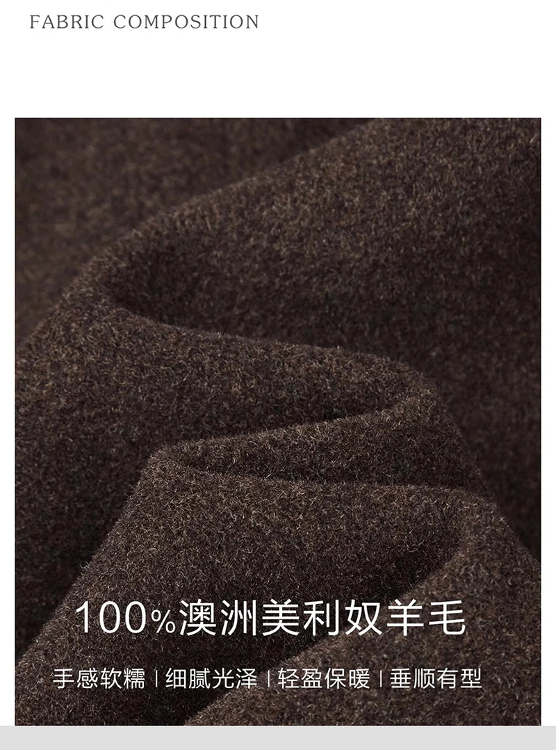 High-end 100% Double-sided Wool Men's Coat with a Suit Collar - Classic Style, Elegant Outfit for Business Casual Wear, Soft