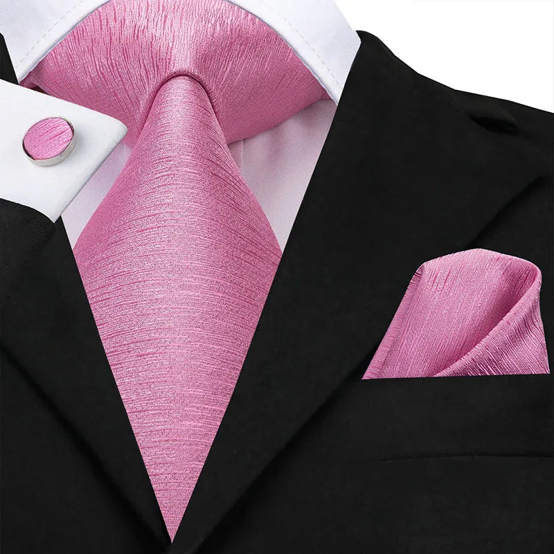 Hi-Tie Silk Men Tie Peach Pink Floral Wedding Necktie for Men Luxury Necktie Handkerchief Cufflink Fashion Design Business