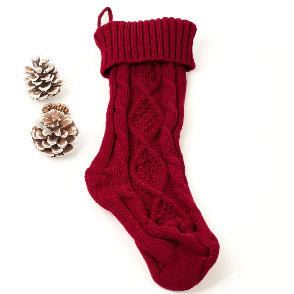Large Christmas decorations Christmas stocking gift bag Knitted Christmas pendant Cross border woolen Christmas stocking