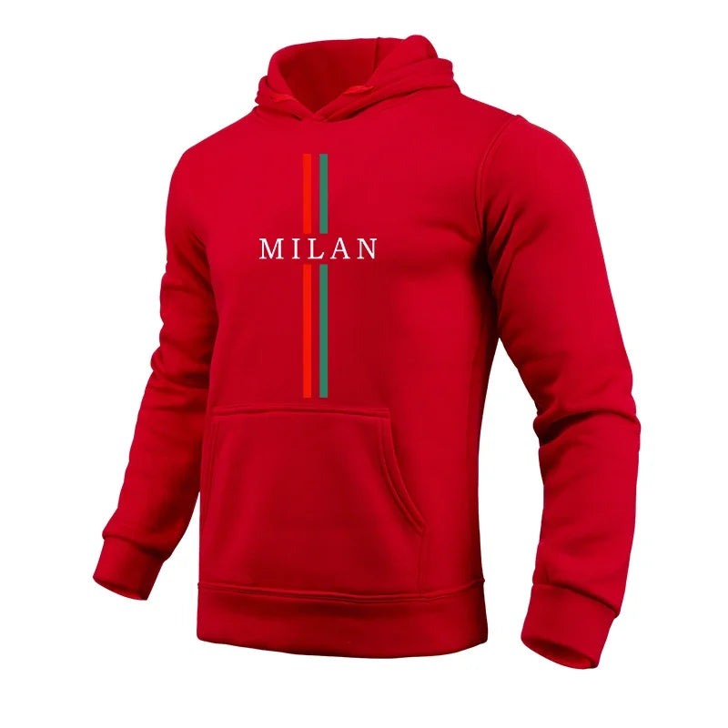 Milan Fashion Men's Hoodies High Quality Hooded Long Sleeved Pullover Male All Season Daily Casual Sports Fitness Sweatshirts