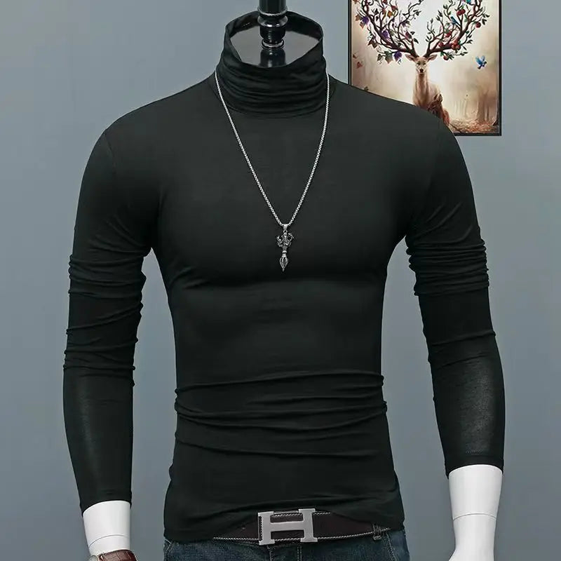 Thermal Underwear Tops Men Winter Clothes Thermal Shirt Autumn Men's Winter Tights High Neck Thin Slim Fit Long Sleeve T-shirt