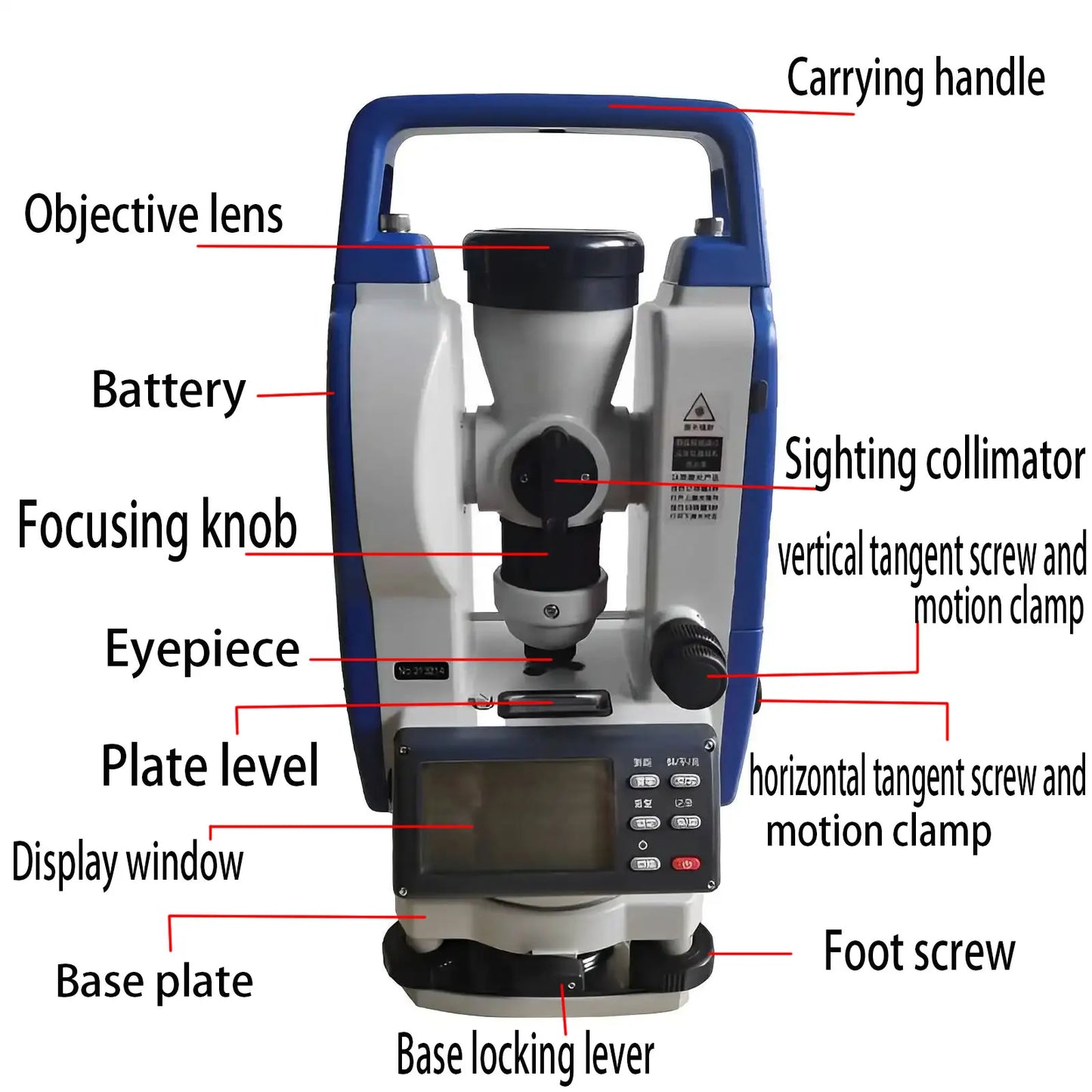 Distance Measurement High Accuracy 2"Digital Electronic Total Station Laser Theodolite Surveying Instrument With Optical Plummet