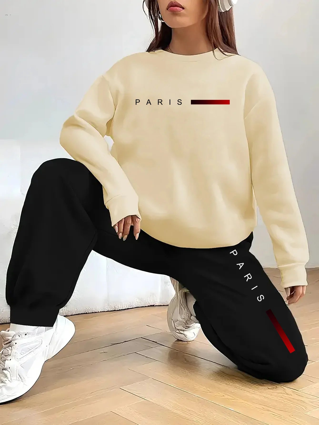 women Hoodies+sweatpant set Hip Hop Street Casual Printed Hoodie Oversize Loose New Sweatshirts Autumn Warm Fleece Clothing