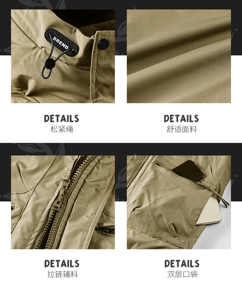 Winter Jacket Men Outwear Fleece Liner Warm Hooded Men multi-pocket Cargo Jacket Men Windproof Casual Hiking Coat Male Clothing