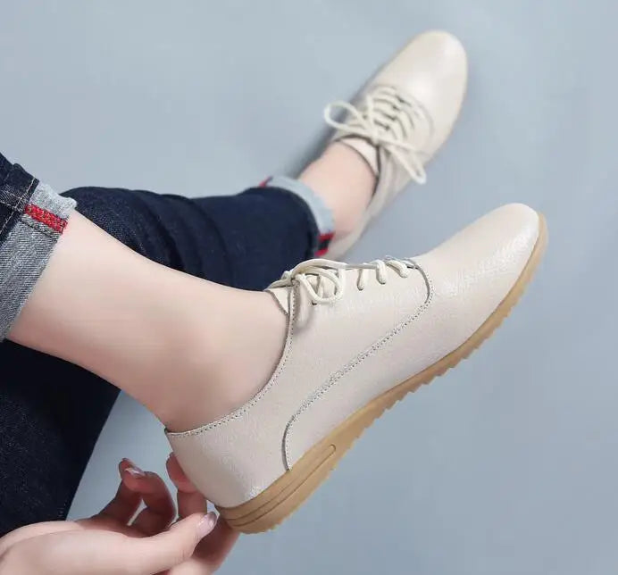 Genuine Leather 2024 Summer Loafers Women Casual Shoes Moccasins Soft Pointed Toe Ladies Footwear Women Flats Shoes White