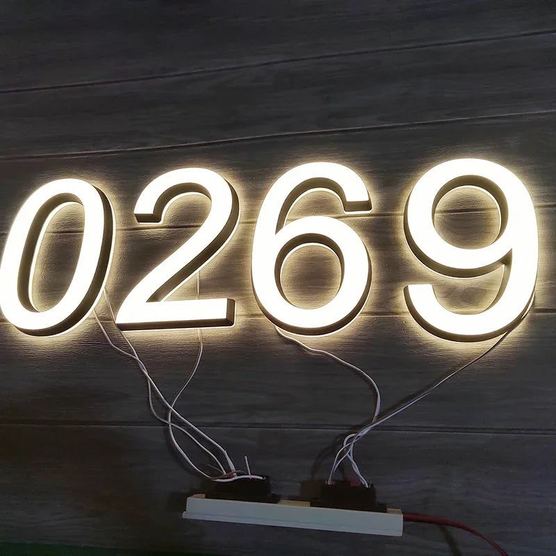 Custom LED House Number Outdoor Waterproof 3D Acrylic Illuminated House Sign Modern Residential Door Plates Lighted House Number