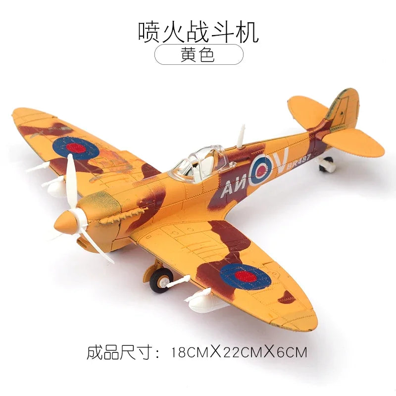 1/48 WWII Fighter Model Pirate Mustang Spitfire Hurricane BF109 4D Assemble Aircraft Plastic DIY Airplane Toy Building Kits