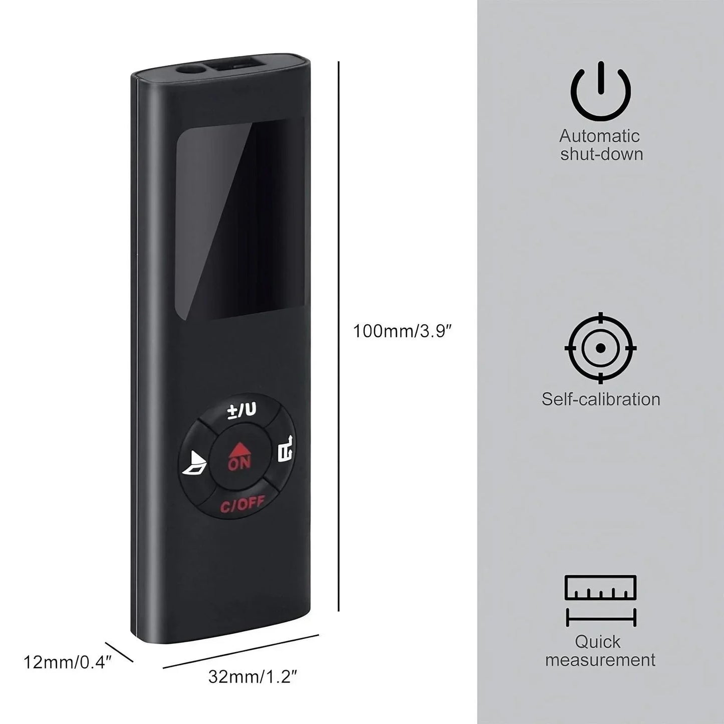 40/60M Portable Digital Laser Distance Meter, ±1/16 Inch High Accuracy, USB Charging, M/in/Ft Unit Switch Laser Measurement Tool