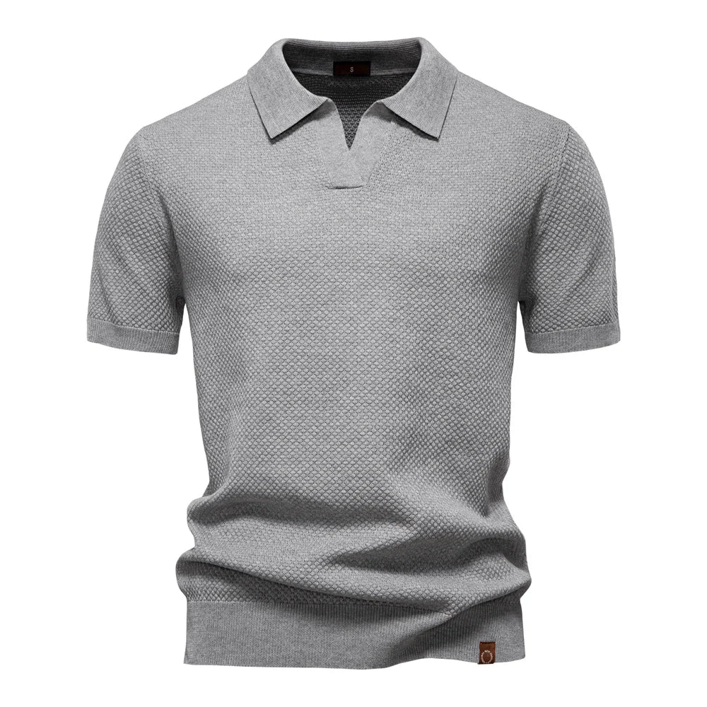 AIOPESON Men's Summer Breathable Polo Shirt Short Sleeve Solid Color Casual Polo Shirts for Men Lightweight Stretch Polo ﻿