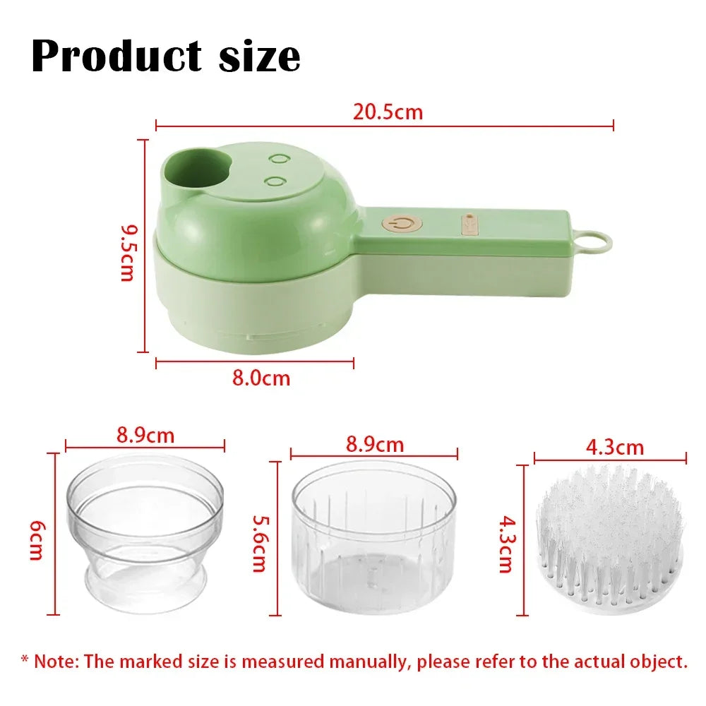 Meat grinder handheld wireless electric garlic grinder, food chopper, 4-in-1 electric vegetable cutter set
