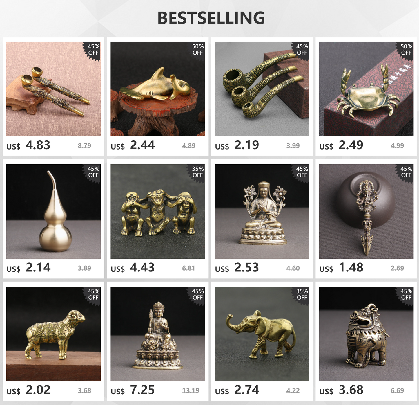 Retro Pure Copper Pipe Miniatures Antique Chinese Carved Brass Smoking Gun Pipe Tobacco Home Office Desk Decor Crafts Ornaments