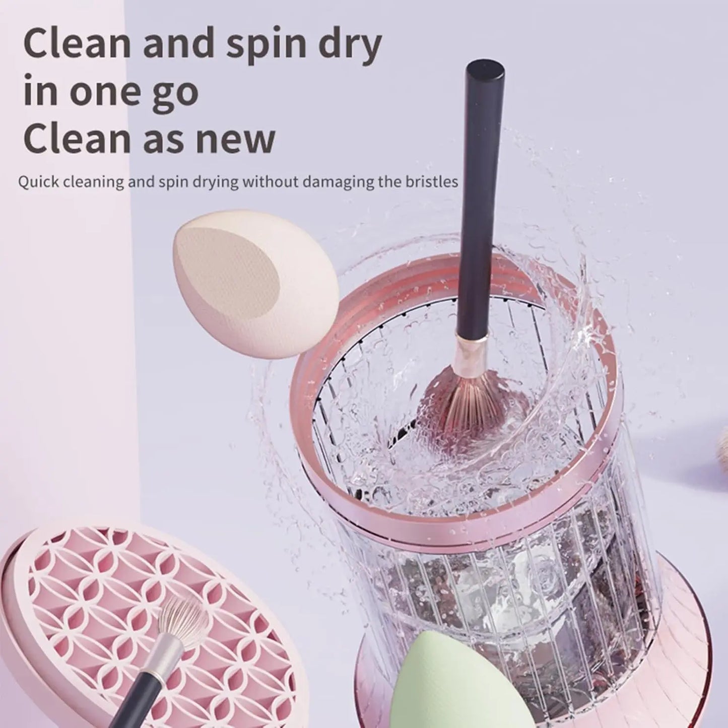 Makeup Brush Cleaner, Rechargeable Cosmetic Brush Cleaner Machine, Makeup Brush Cleaning Tool,Multifunctional Drying Accessories
