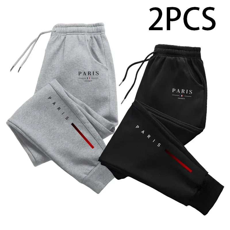2 in 1 Sweatpants for Man Fall Winter Daily Casual Sporty Jogger Pants Paris Fashion Print Trousers Home Outdoor Comfort Bottom