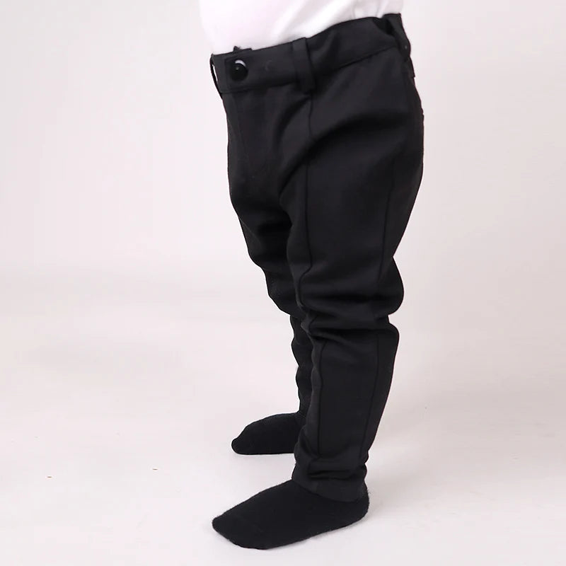 Boys long pants black all seasons trouser high elasticity waistband fashion pants summer kid clothes pants front zipper opening
