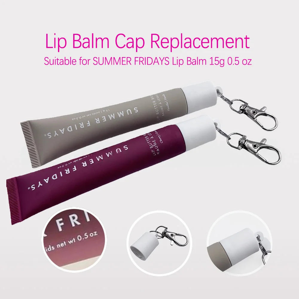 Keychain Holder for Lip Gloss Summer Fridays Lip Balm Holder Keychain - Portable Lipgloss Cap Compatible with Summer Fridays