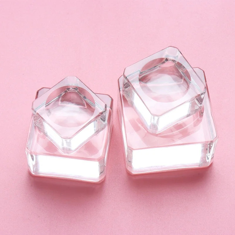 Eyelash Glue Pallet Crystal Glass Eyelash Glue Stone For False Eyelash Extension Lashes Stand Nail Art Color Palette Makeup Tool