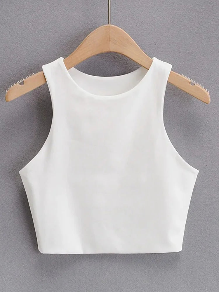 2024 Summer Fashion Women Sexy Slim Tops O-neck Sleeveless Double Nylon Ladies Good Quality Tank Tops 6 Colors