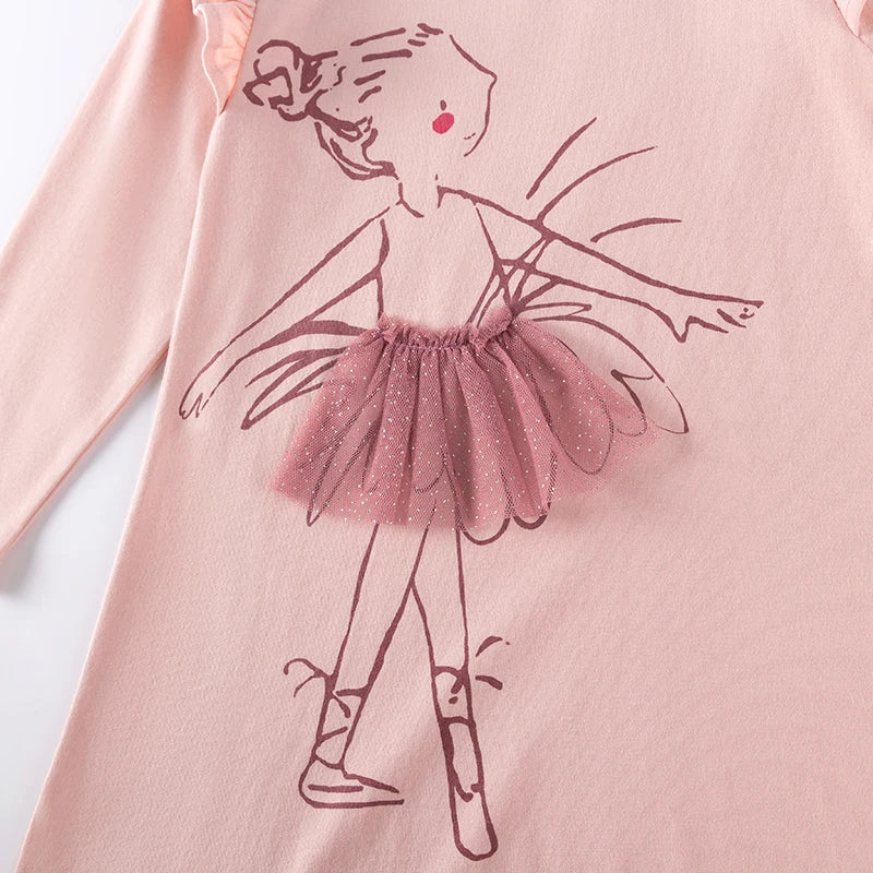Little maven Kids Party Dress Cartoon Ballet Girl Appliques Baby Girl Costume Autumn Spring Children's Clothing for Dresses