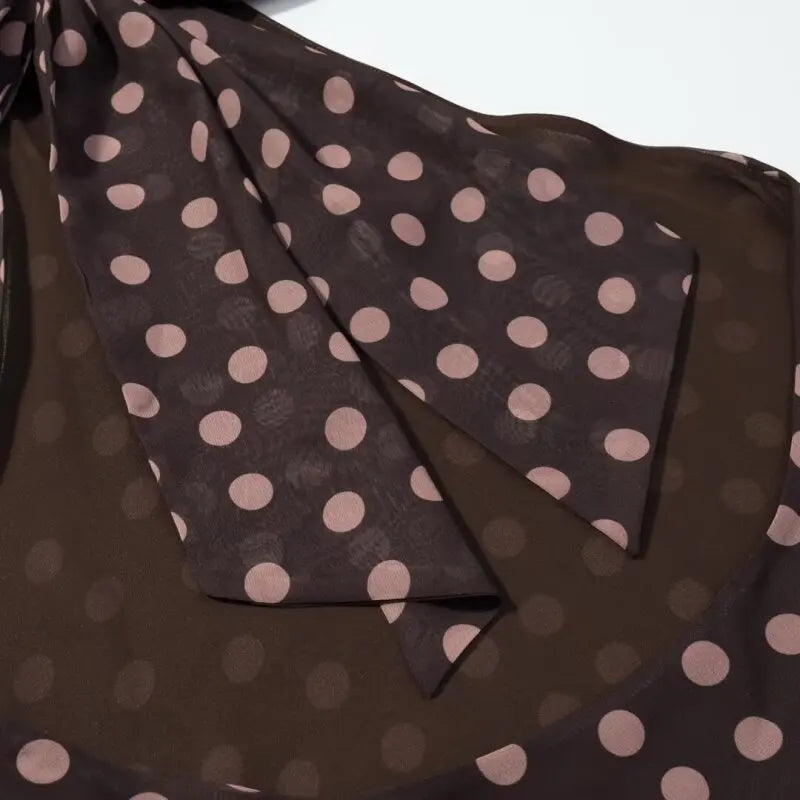 Summer Women Elegant Halter Top Bow Decor Polka Dot Backless Sleeveless Chiffon Shirt Casual Vacation Outfit