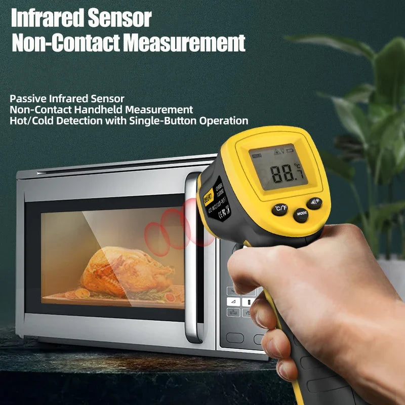 Deli Digital Infrared Thermometer IR Laser Pyrometer Non-Contact Temperature Tester with LCD Display for Home Use -30~380°F