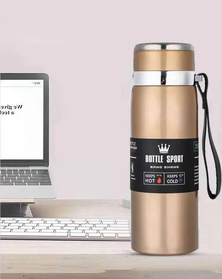 Vacuum Insulated Thermos Water Bottle with Wide Mouth Cup, BPA-Free Stainless Steel Water Bottles Flask for Cold & Hot Drink