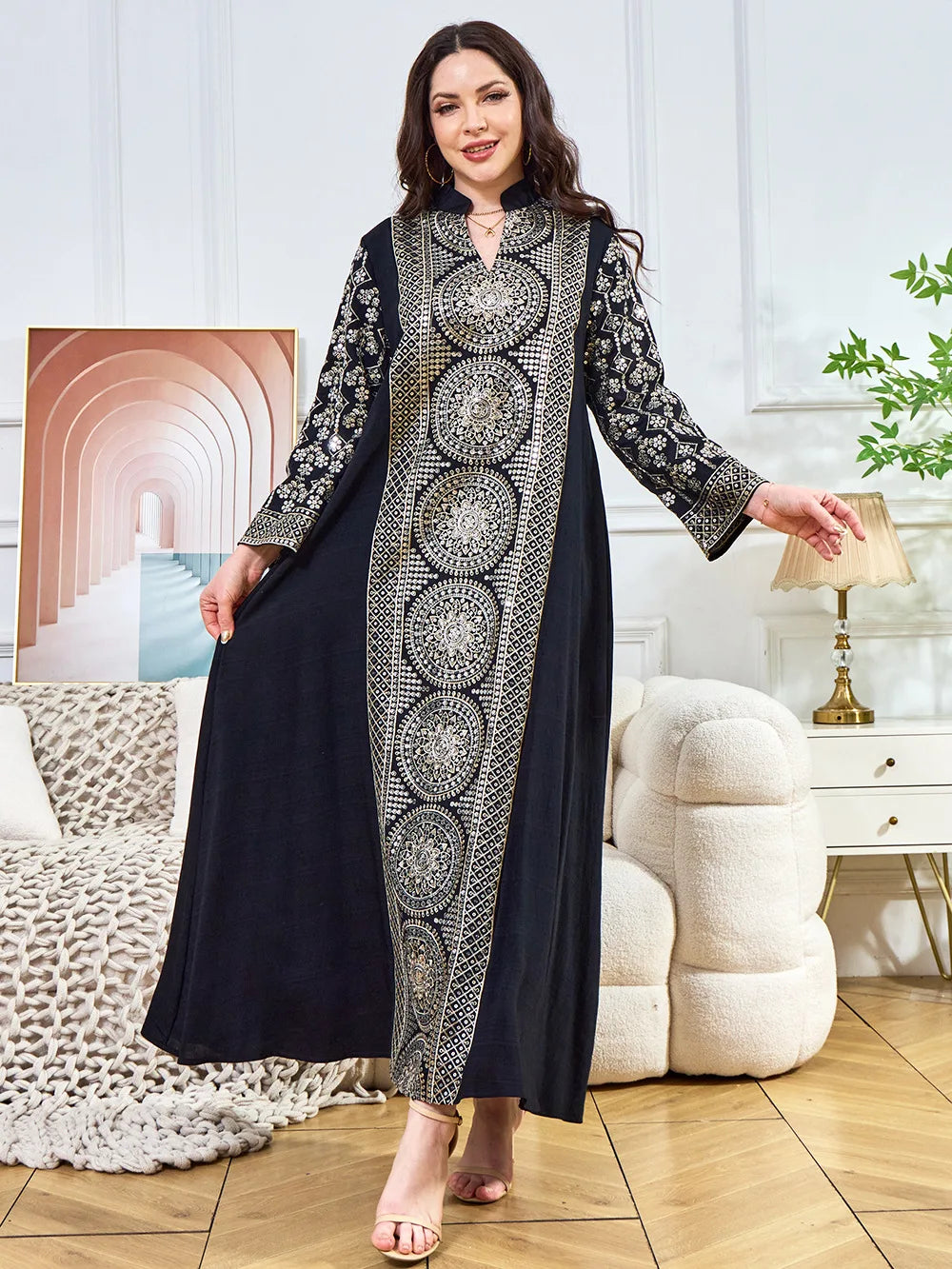 Women Elegant Dresses Eid Muslim Sequins Maxi Dress Jalabiya Morocco Party Robe Evening Dresses Dubai Abaya Kaftan Arab Vestidos