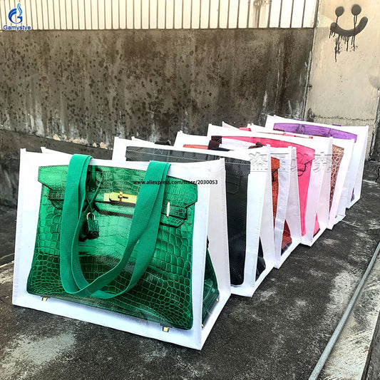 2025 Hot women Handbags Woven Grocery bags Large Capacity Travel Handbag Shopping Bag for blogger funny tote bags