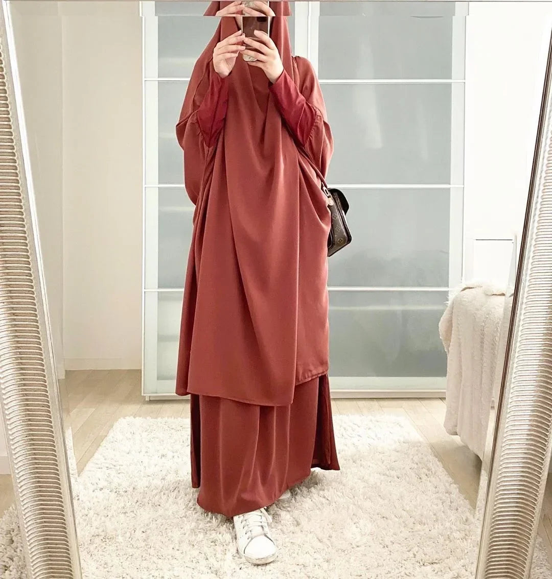 15 Colors Eid Hooded Muslim Dress Set Women Hijab Dress Prayer Garment Islamic Abaya Long Khimar Ramadan Gown Abayas Skirt Suit