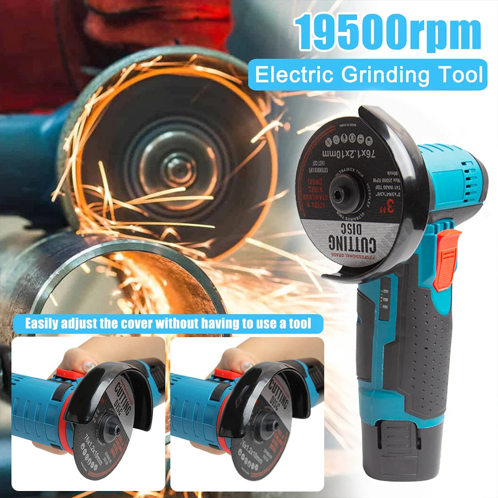 Cordless Electric Grinder 19500rpm Handheld Polishing Grinding Machine Diamond Cutting Power Tool 12V Battery Rechargeable