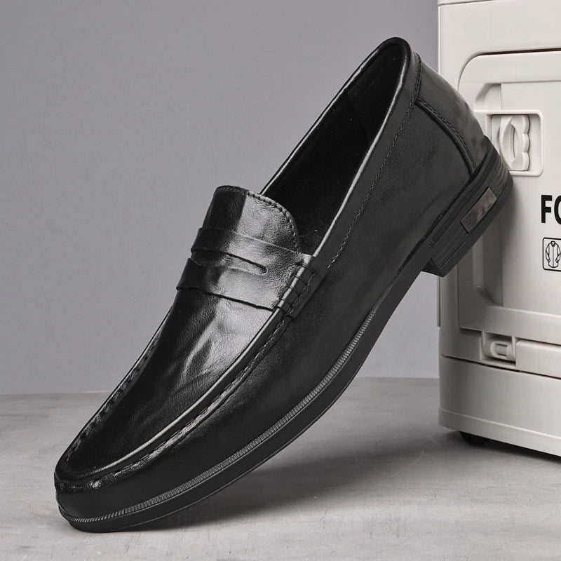High Quality Brand Men's Genuine Leather Casual Shoes Classic Brown Men's Business Formal Shoes Soft Soled Comfortable Loafers