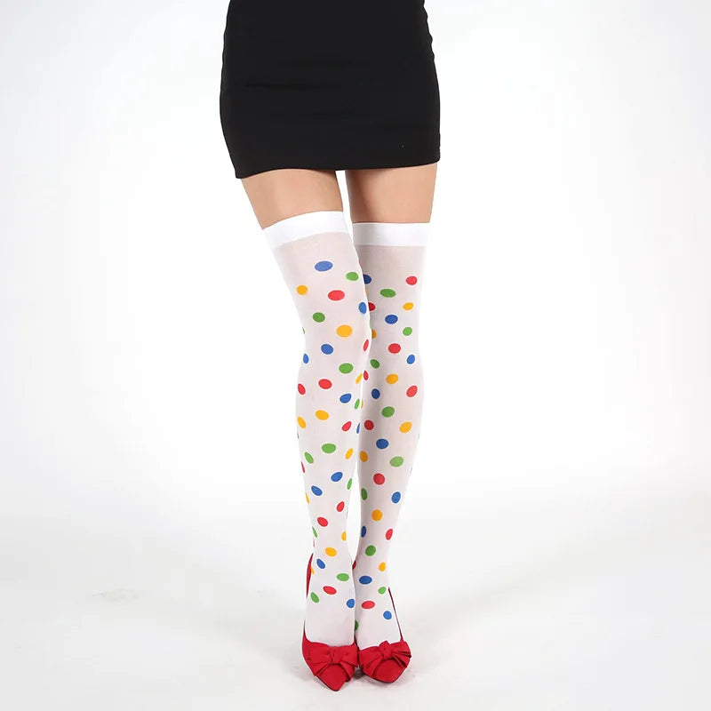 Halloween Party Stockings Clown Dotted Knee High Socks Holiday DIY Decorations