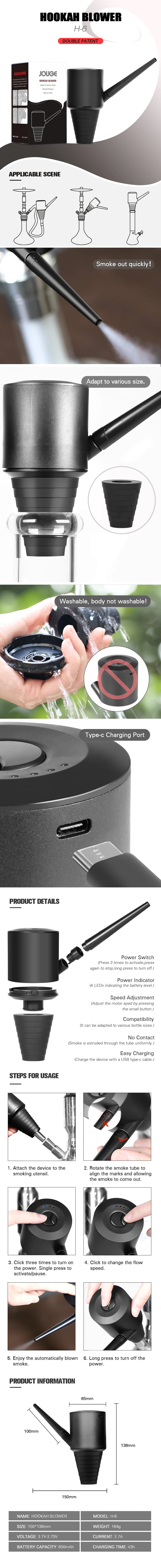 WE PUFF Shisha Blower Automatic Electric High Horsepower Hookah Starter Huuka Air Pump Sheesha Chicha Narguile Accessories