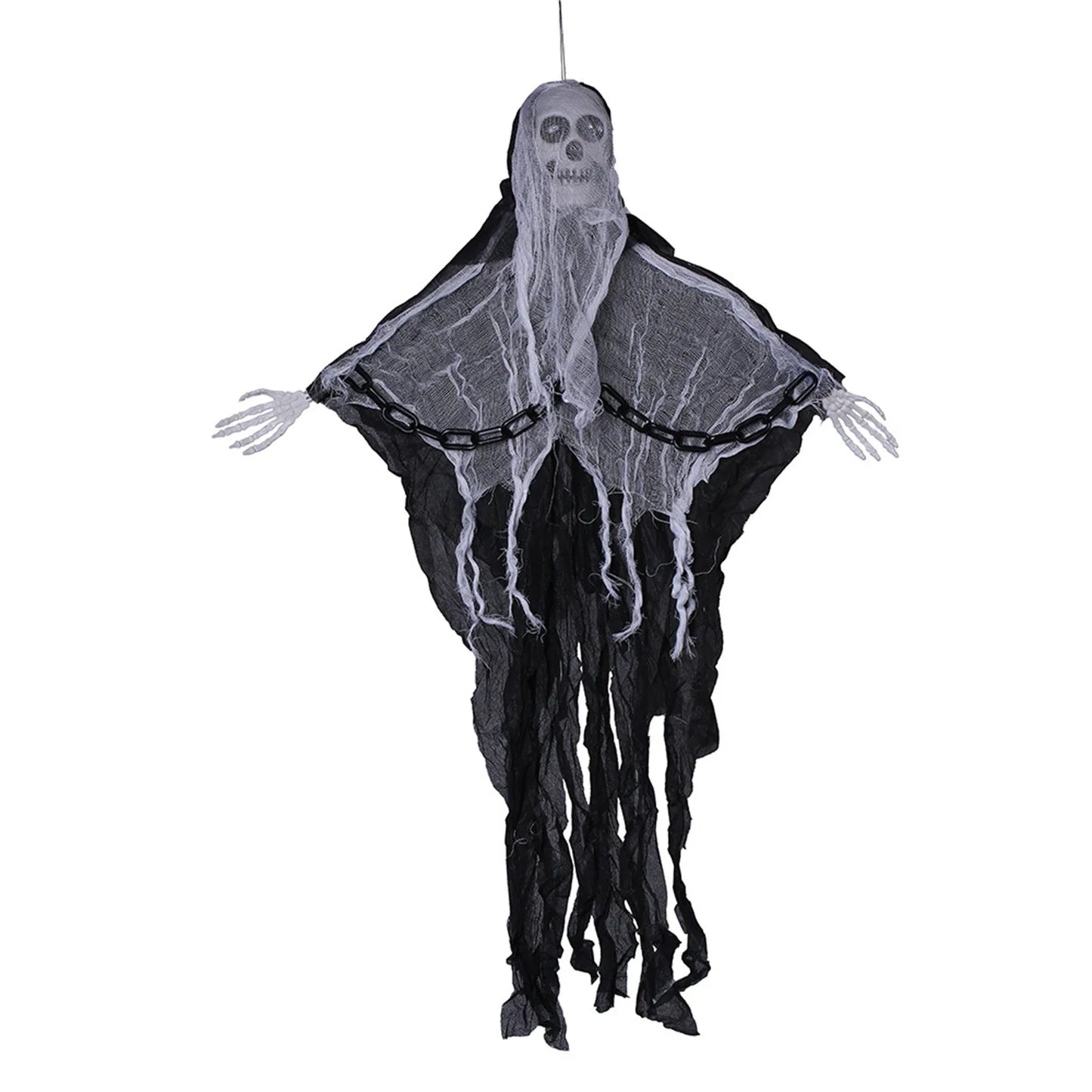 Halloween Hanging Skull Ghost Horror Decorations,Luminous Chain Skeleton With Arms,Haunted House And Festival Party Horror Props