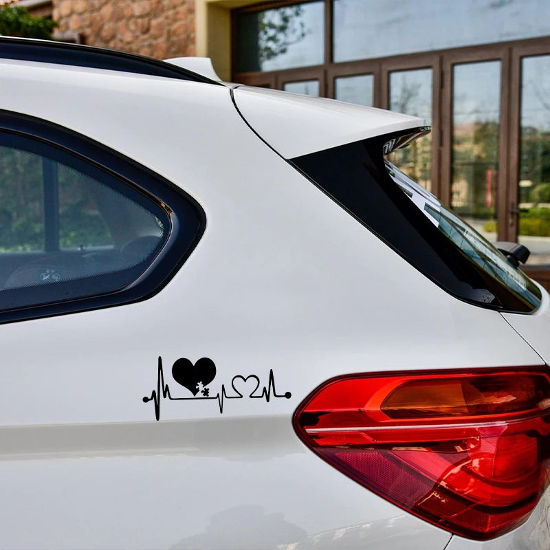 16.6CM*7.2CM Autism Heart Beat Lifeline Creative Car Stickers Car Window Personality Decorative Accessories Car Styling Decals