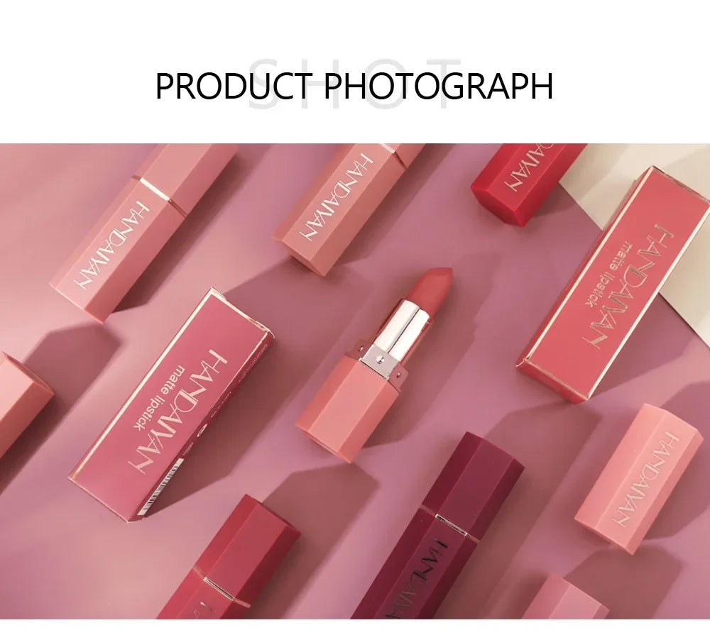 Long Lasting Velvet Matte Lipstick Waterproof Non-stick Cup Lip Sticks Sexy Nude Brown Red Pink Lipsticks Women Makeup Cosmetics