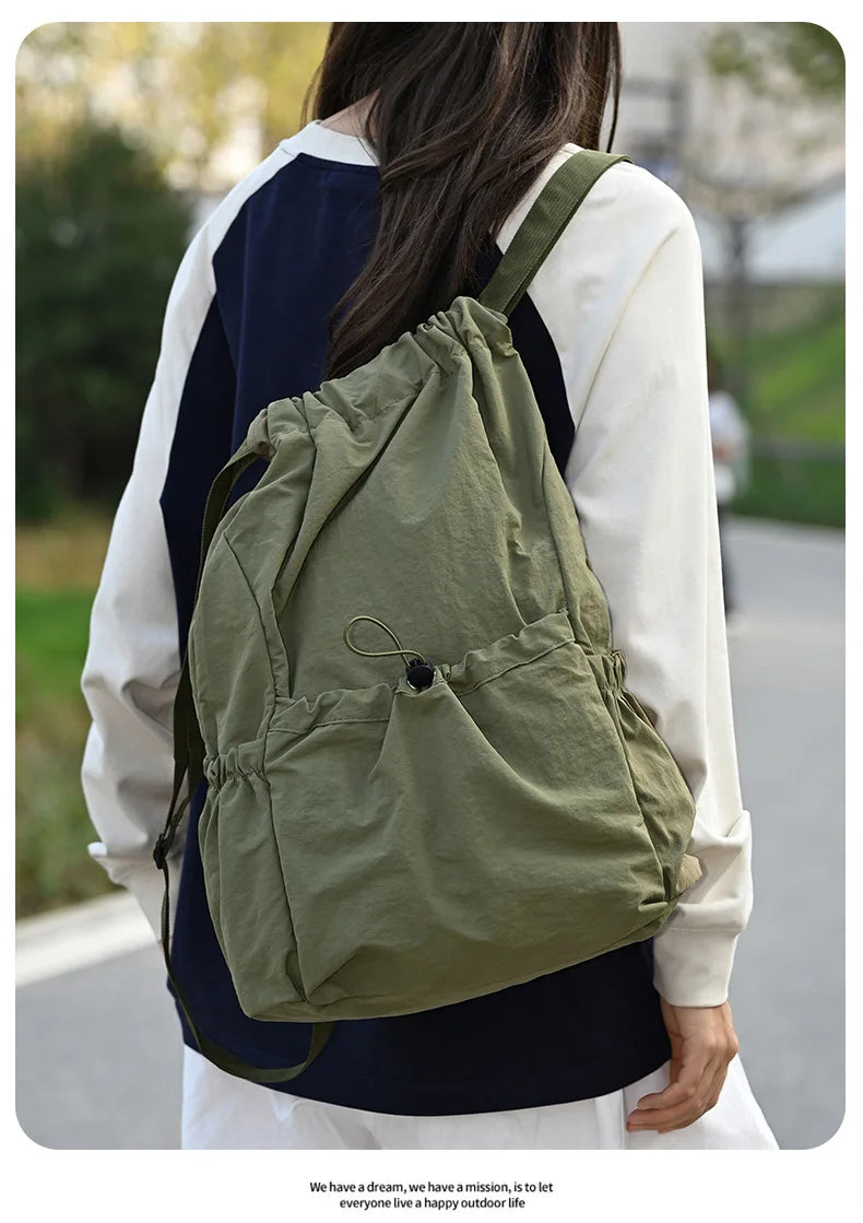 Fashionable Lightweight Drawstring Backpack: Large-Capacity Waterproof Sports Bag for School, Books, Outdoor Activities, Travel