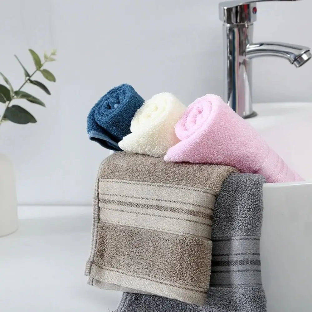 Towel Set Cotton Bath Towel Elegant Blue Hand Face Towel Durable White Terry Cloth Adults